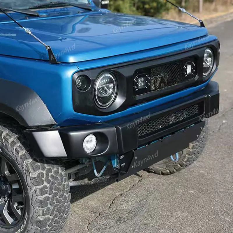 Off Road 4x4 Accessories Plastic Narrow Front Bumper Kits With Aluminum Alloy Skid Plate  For 2019+ Suzuki Jimny JB64 JB74 JC74