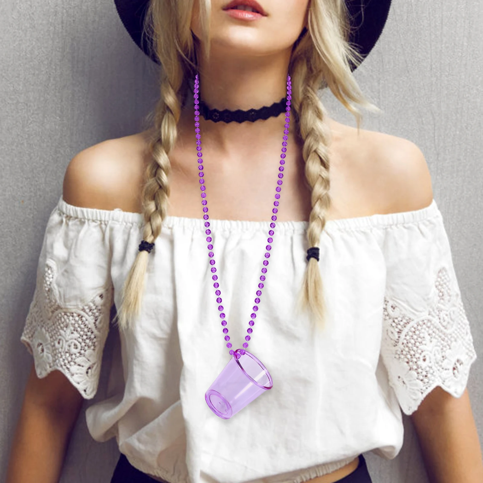 

12pcs Shot Glass Necklaces Beaded Necklace Shot Cups Bride Groom Party Decorations Colored Wedding Accessories Bulk