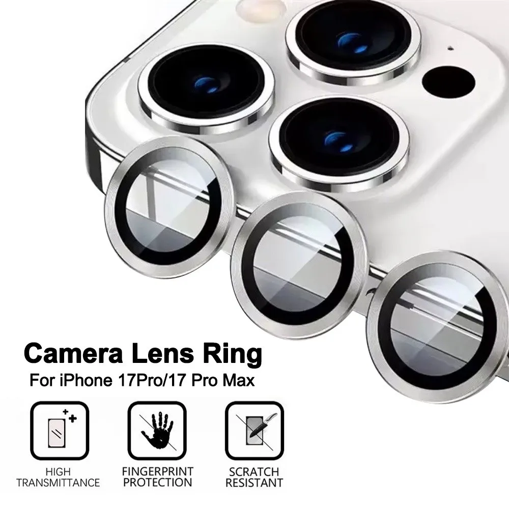 Metal Tempered Glass Lens Protector Full Cover 3D Camera Lens Cover Anti-Scratch Snap-On for iPhone 17Pro/17 Pro Max