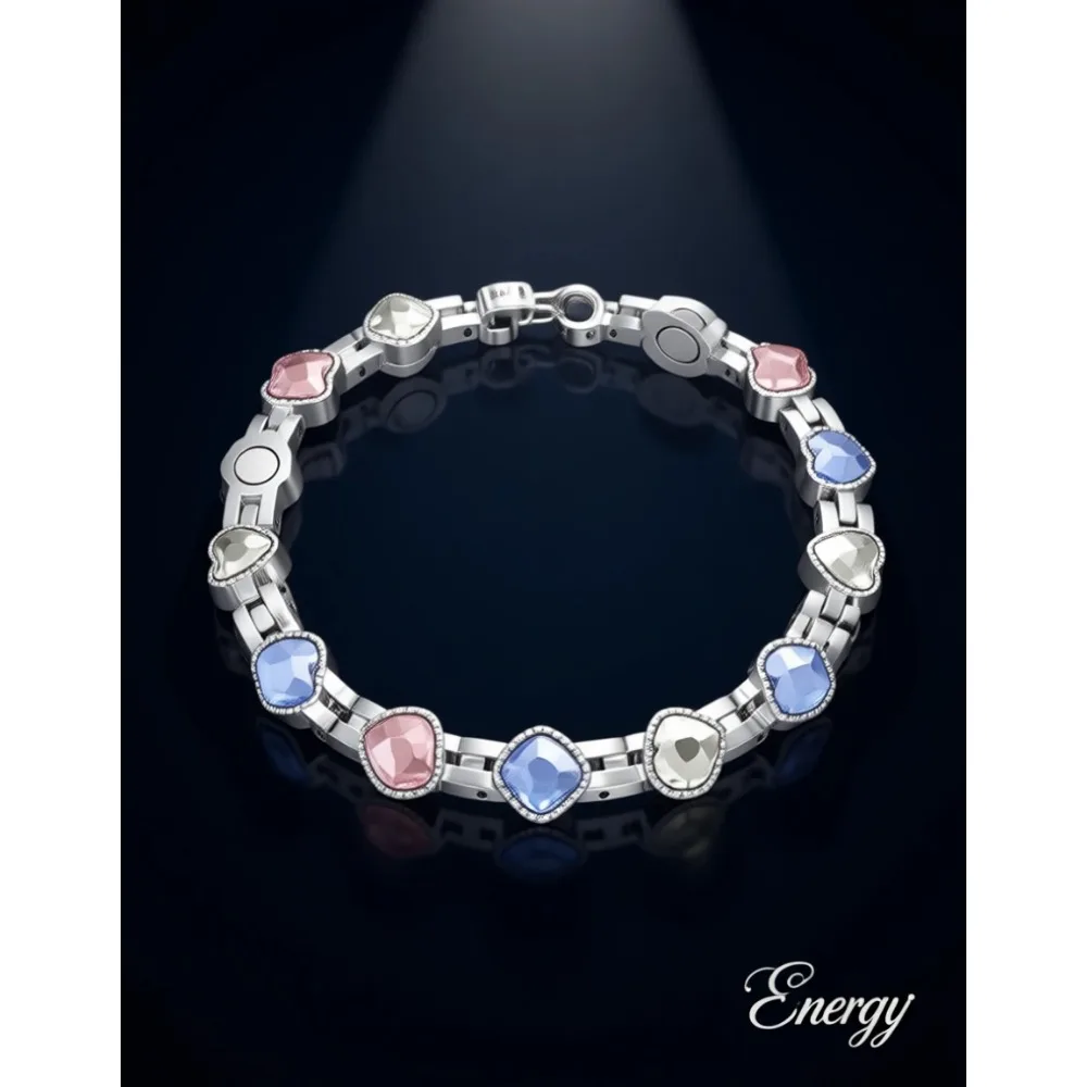 

Магнитный браслет из чистой меди для женщин, облегчающий симптомы артрита, регулируемый, с разноцветными кристаллами и драгоценными камнями