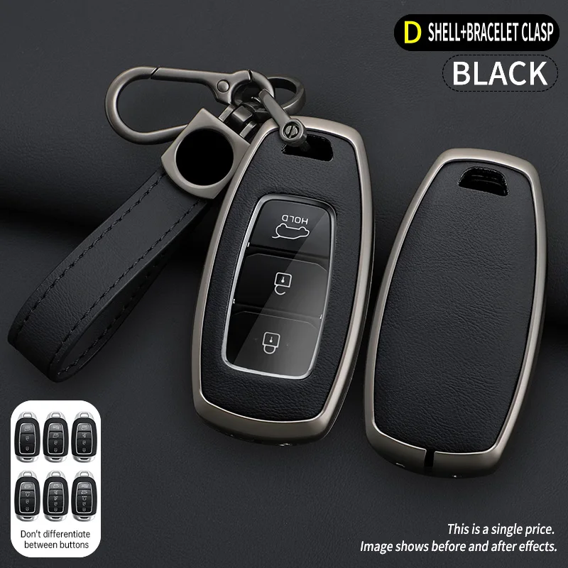 

Zinc Alloy Leather Car Key Fob Case for Hyundai Yazun Parisian Centor Elantra GT Kona 2018 2019 Car Key Fob Case