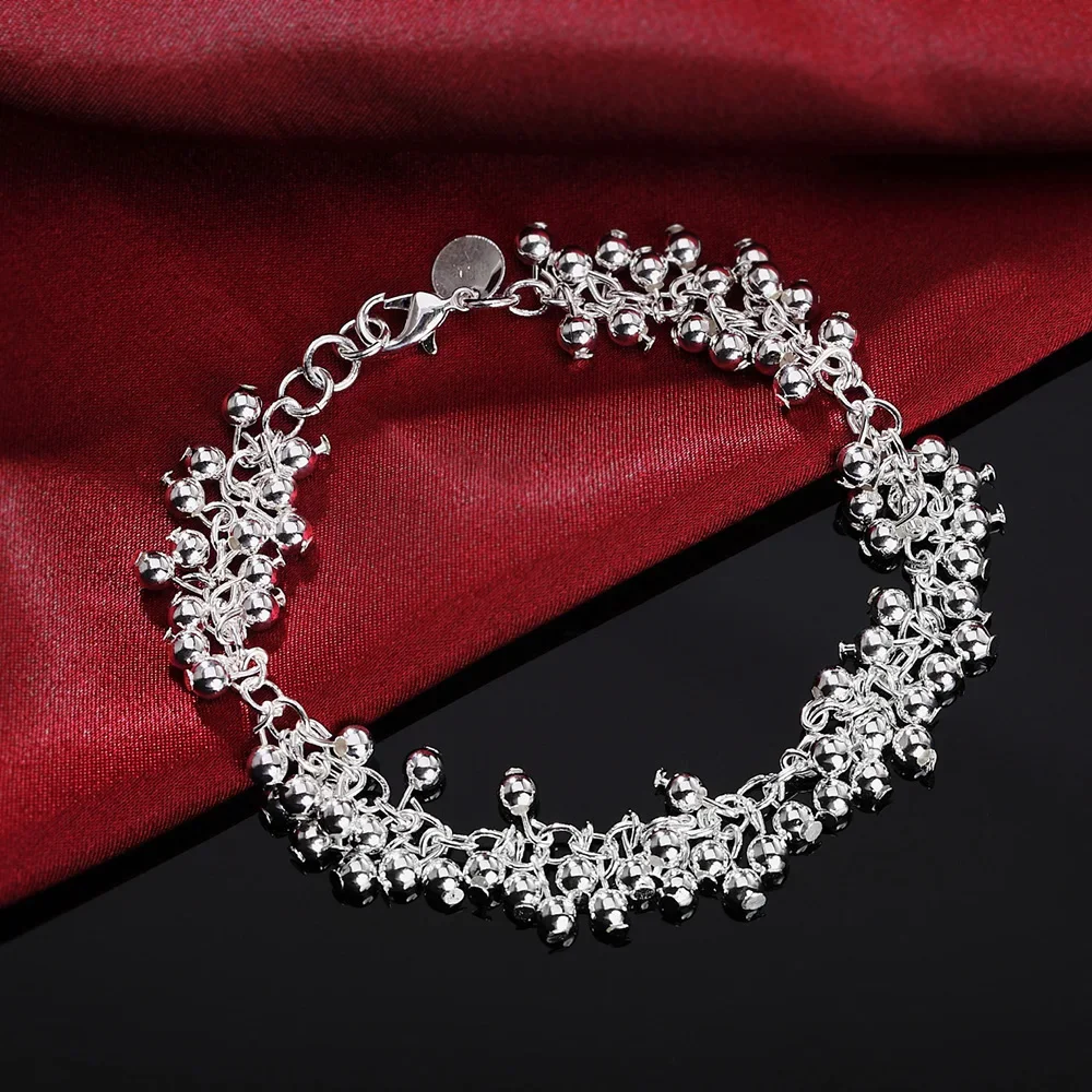 Popular Beautiful Fringe line frosted beads 925 Sterling Silver Bracelets necklace Jewelry set for women Fashion Party fine Gift