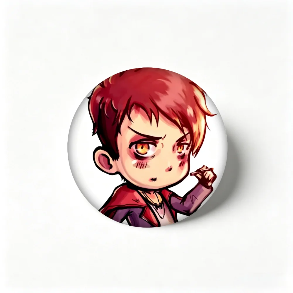 Handmade Creative Brooch Pin 58mm Tinplate Badge, Cartoon Red Hair Chibi Boy Lapel Pin, Clothing Gift Accessory