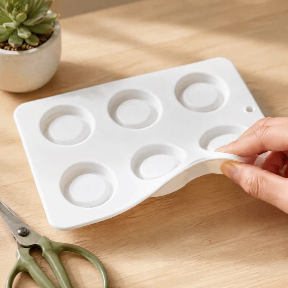 6 Cells Small Flower Pot Silicone Mold‌ Round Non Stick Silicone Cake Mold Heat Resistant Baking Mold Pudding Cup Mold