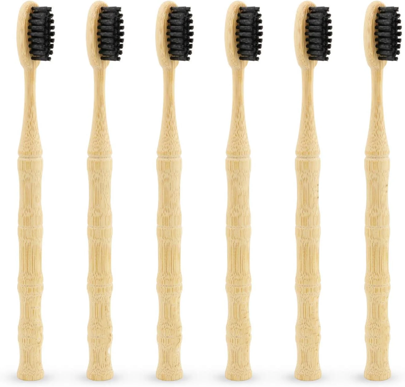 100Pcs Bamboo Toothbrushes Environmentally Charcoal Filled Bristles Without Bisphenol A, With Bamboo Joints Customizable LOGO