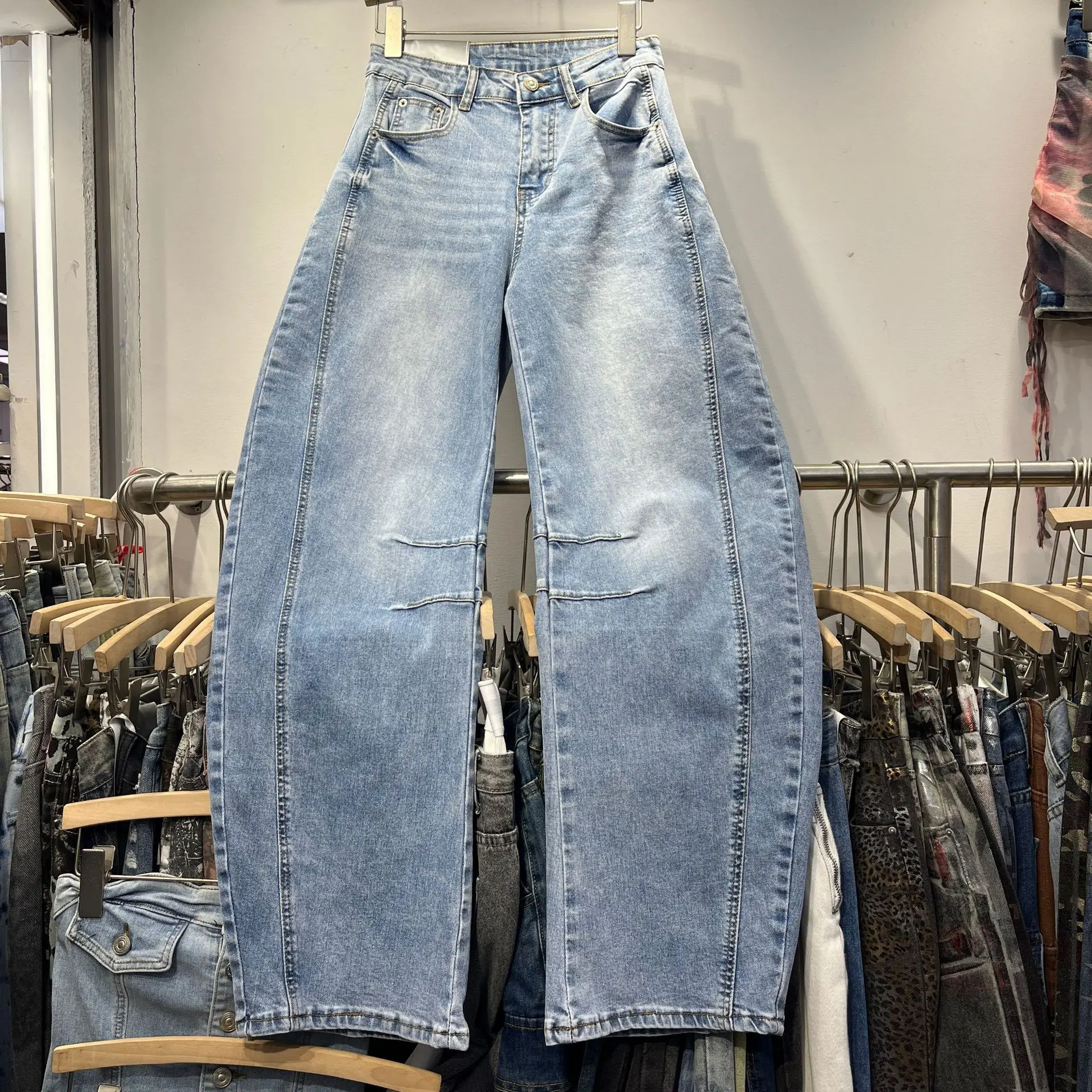 

Wide Leg Pants Jeans Women Vintage Loose Denims High Waist Pockets Button Washed Distressed Trousers Female Streetwear 2025