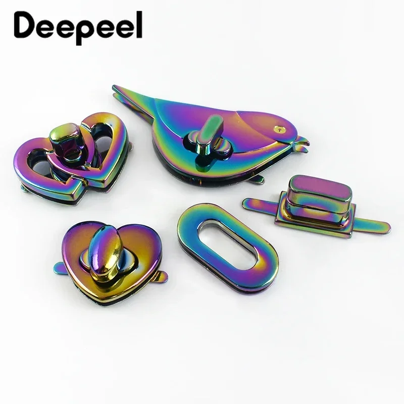 2Pcs Deepeel Colorful Metal Lock Buckle Bag Turn Twist Locks Clasp Handbag Purse Closure Buckles DIY Leather Crafts Accessories