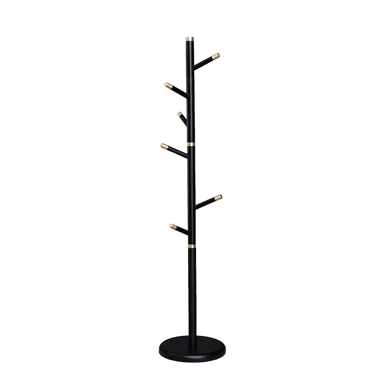 

High-end coat rack, living room, bedroom, creative, floor-to-ceiling wood, clothing and hats, light luxury solid wood