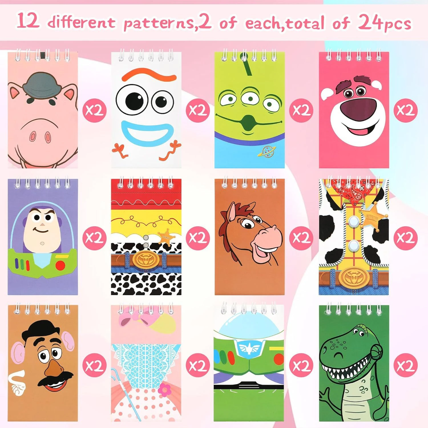 12-teiliges Set Cartoon-Film-Spielzeug-Thema Woody Buzz Mini Spiralnotizbuch Memo-Block Tragbarer Taschen-Notizblock Schreibwaren Weihnachtsgeschenk – Detail 6