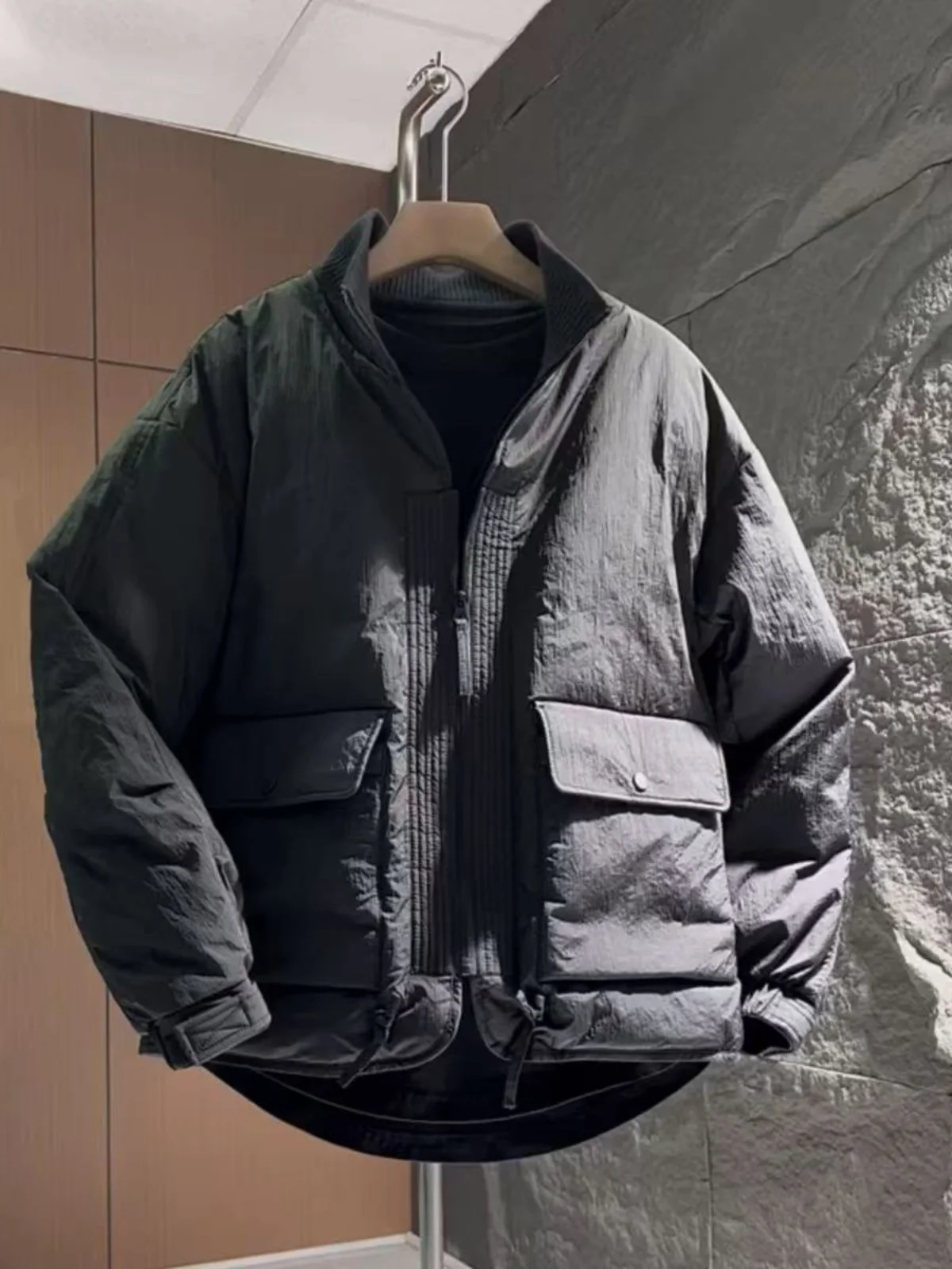 

Мужская зимняя хлопковая куртка с ветрозащитным воротником-стойкой, удобная повседневная, приталенная, молодежная, стандартной длины