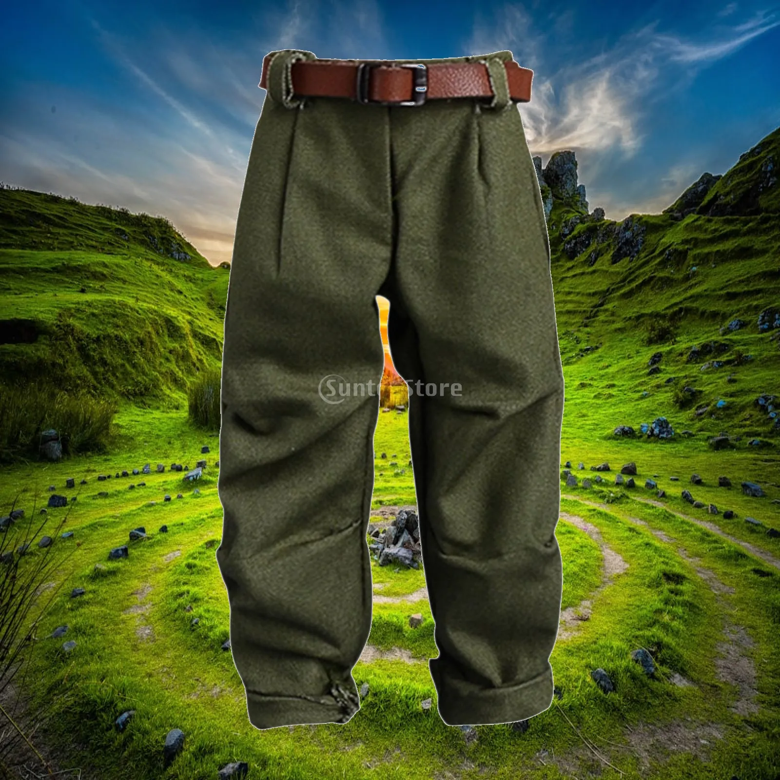 1:12 Skala - Miniatura - Pantalones y cinturón, ropa para figuras de acción, para figuras de muñecas masculinas de 6 pulgadas, accesorios de disfraz