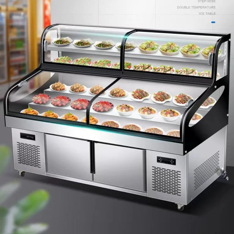 Display Fresh-keeping Commercial Hotel A la carte Cabinet Refrigerated Seafood BBQ Freezer Seafood Special