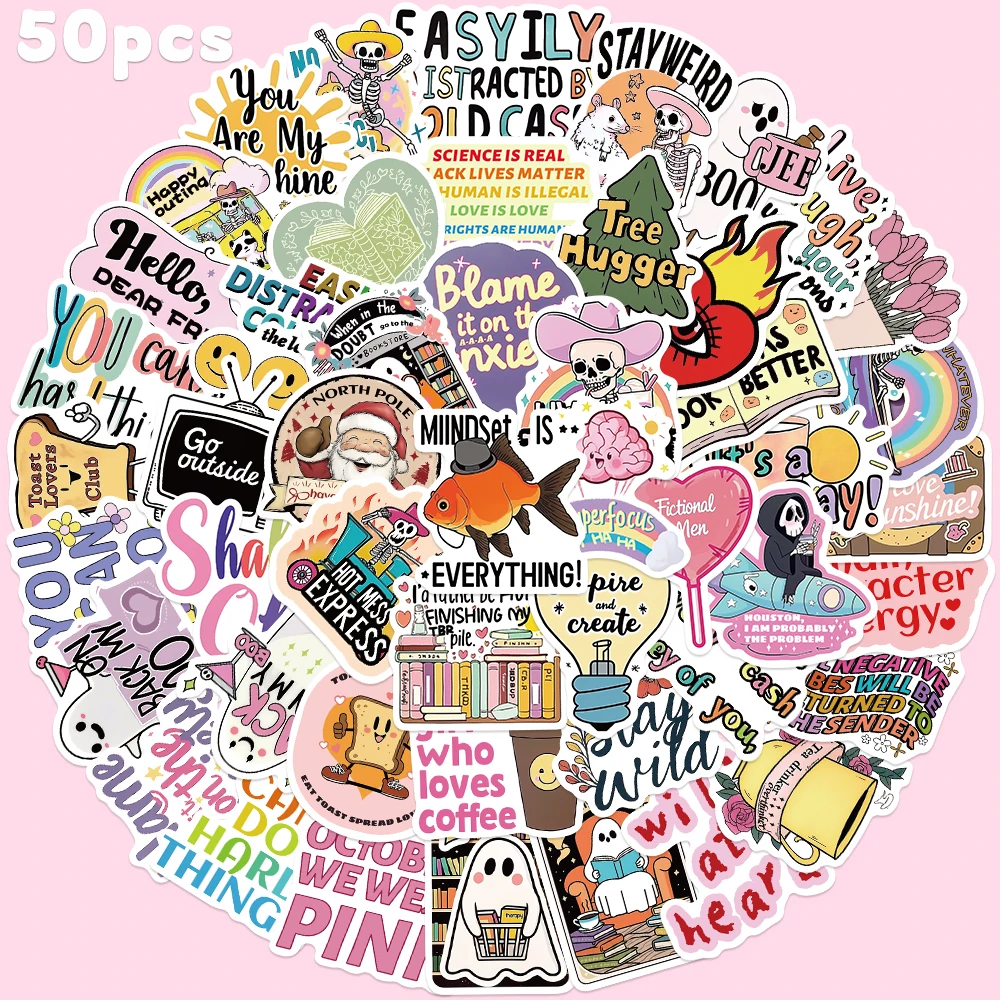 50pcs Funny Cartoon World Sticker For Laptop Luggage Guitar Fridge Phone Fridge Closet Wallet Envelope Label Decoration Sticker