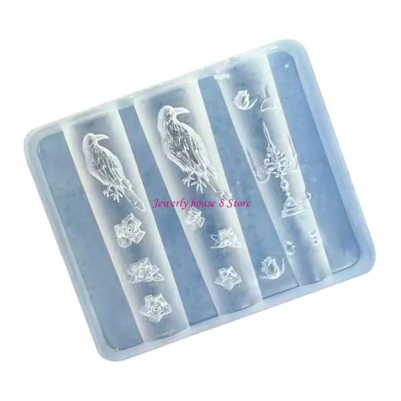 قالب سيليكون للأظافر على شكل غراب قوطي من أجل تصميمات فنية للأظافر