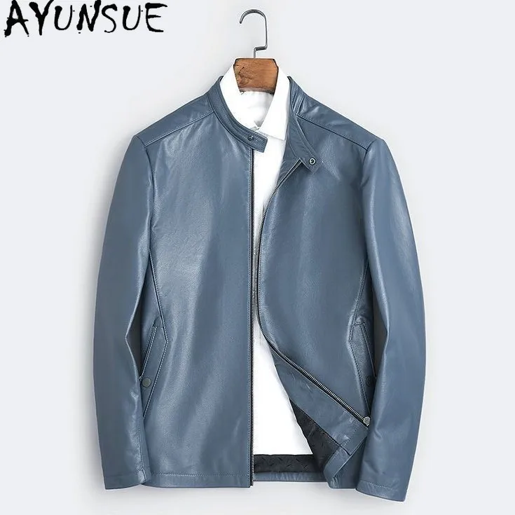 

AYUNSUE Куртка из натуральной кожи Мужская весенне-осенняя куртка Тонкий стиль Мужская одежда Верхний слой из воловьей кожи Пальто Новая верхняя одежда Повседневная
