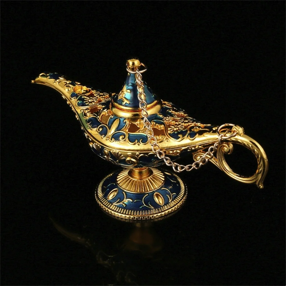 Lámpara mágica Vintage de 12cm, adorno de estilo clásico, lámpara de deseos, decoración para el hogar y la sala de estar, chucher artesanal