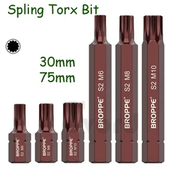 12 Point Torx Screwdriver Bit 10mm Hex Shank Magnetic 30mm 75mm Length 12 Angles Star Screw Driver Bits Tools S2 Steel M5~M12