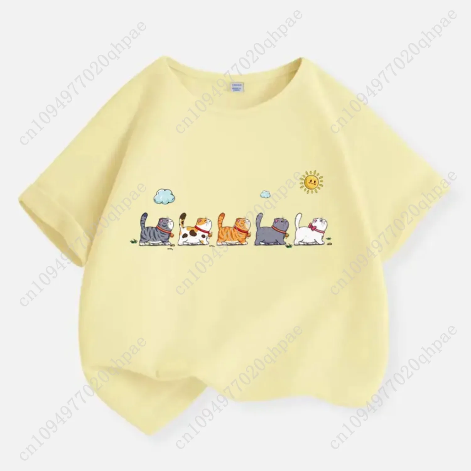 القط الأسرة تي شيرت للبنين القطن الاطفال تي شيرت الكرتون الأطفال ملابس كاجوال في سن المراهقة بيبي بوي الصيف بلايز 6 8 10 12 سنة #5