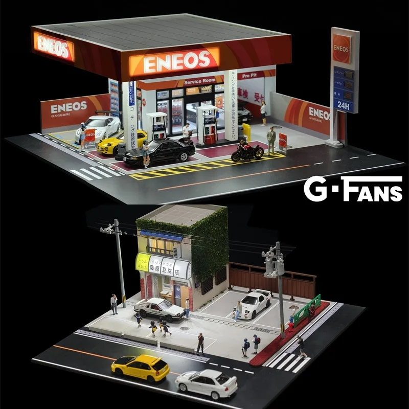 

[Попередняя распродажа] G FANS 1:64 Dioramas Initial D Tofu Store ENEOS Gas Station Building Parking Lot (не включает модель автомобиля и фигурки)