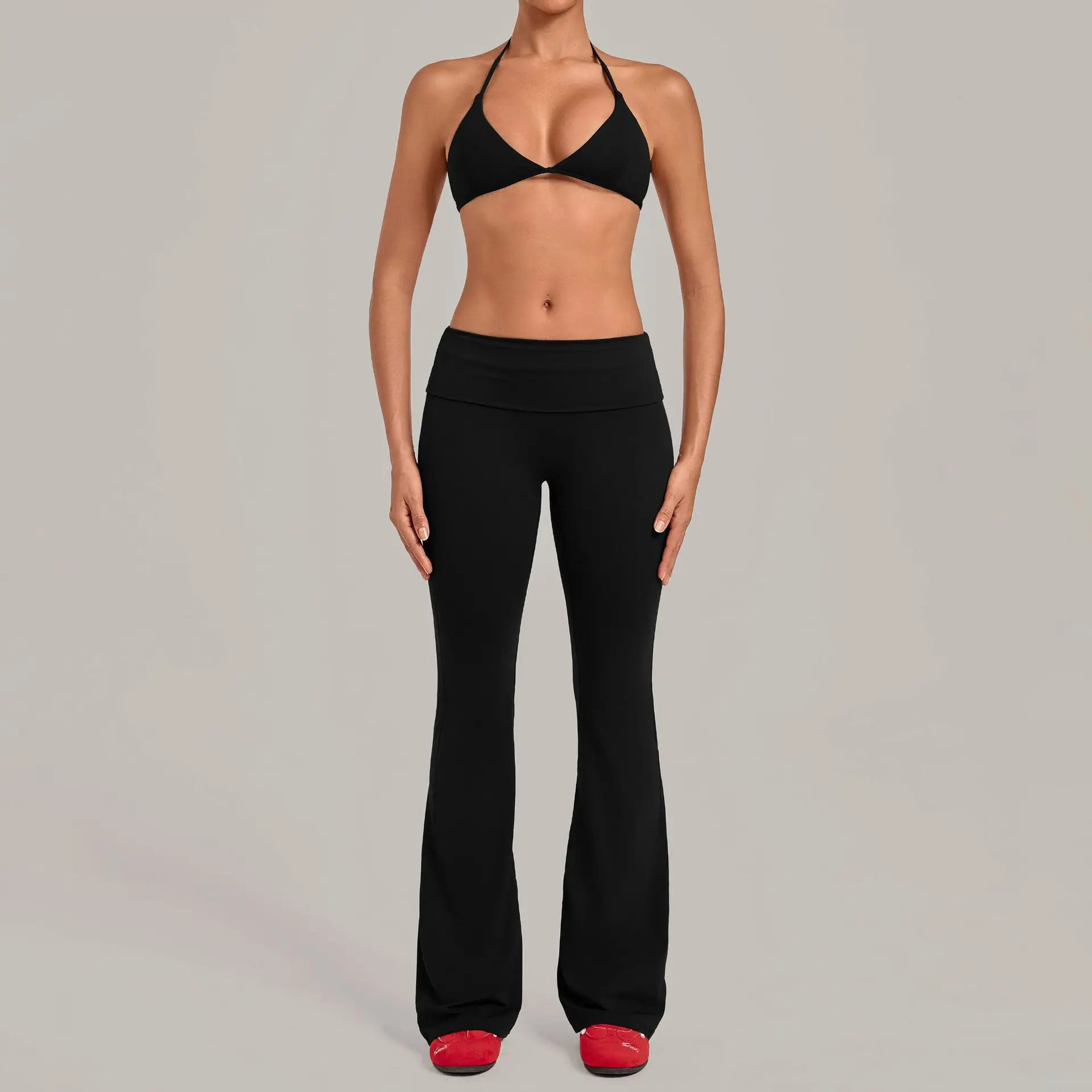Wholesale 2 Pieces Gym Set for Woman Sportswear Yoga Suit for Fitness Pilates Clothing Workout Clothes Activewear Beige XL Green