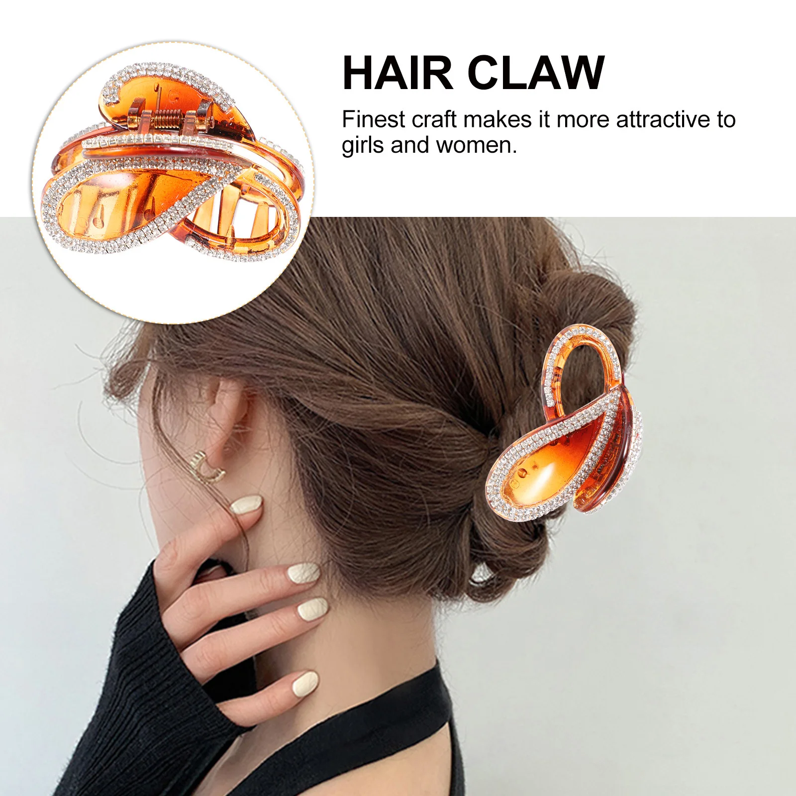 Clip per mascella con artiglio di strass per donna Marrone Elegante impugnatura per capelli Copricapo creativo Accessori per capelli durevoli Strumento per lo styling