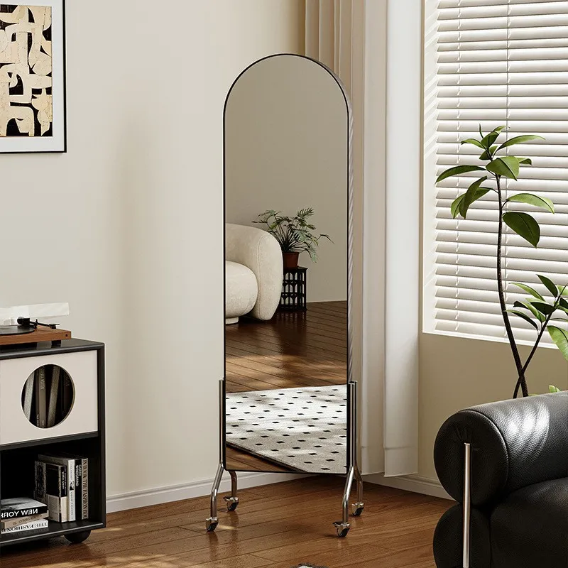 

Full-length mirror Movable floor-to-ceiling mirror Home magazine shelf Book shelf Bedroom full-length mirror Cloakroom