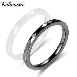 Kolmnsta 3mm Ceramics Rings For Women Rhombic Section Cutting Smooth Black White Color Wedding Bands Engagement Rings Jewelry