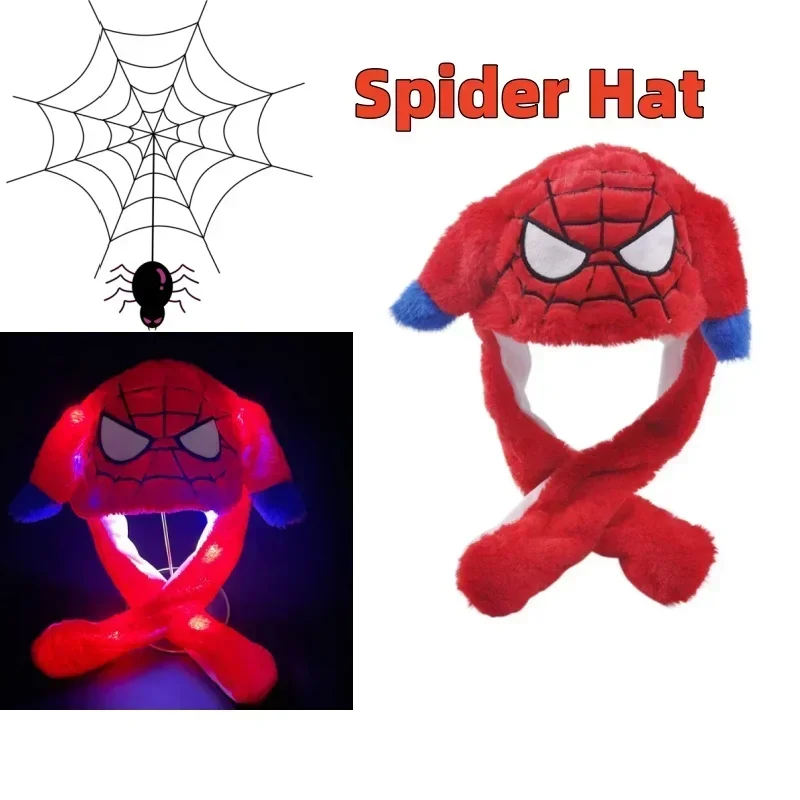 

New Anime Cosplay Spider Cute Glowing Bear Bunny Ears Hat Moving Jumping Up Cap Funny Toy Plush Hat Gift Anime Party Dress Up