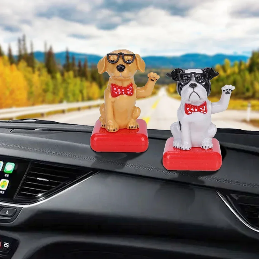 Solar Powered Cute Car Puppy Dog Ornament Swing Doll Auto Accessories Dancing Shaking Head Dashboard Decoration Car Styling