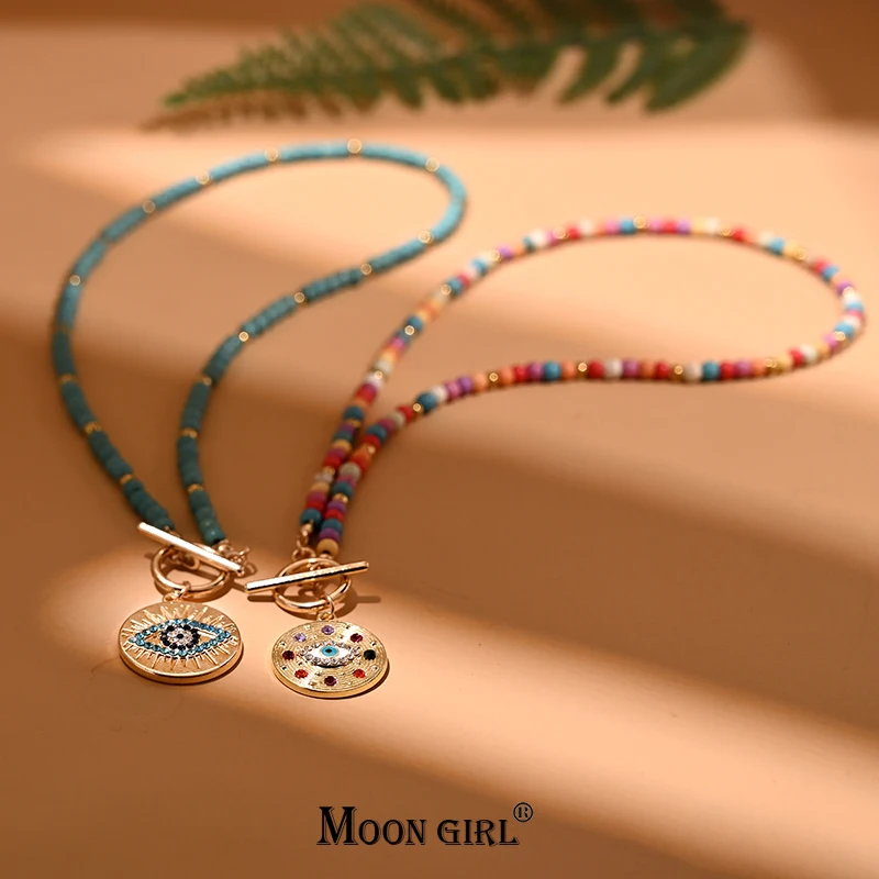 4mm kolorowy kamień Choker naszyjnik dla kobiet okrągły zły wisiorek z amuletem naszyjnik moda nowa codzienna biżuteria