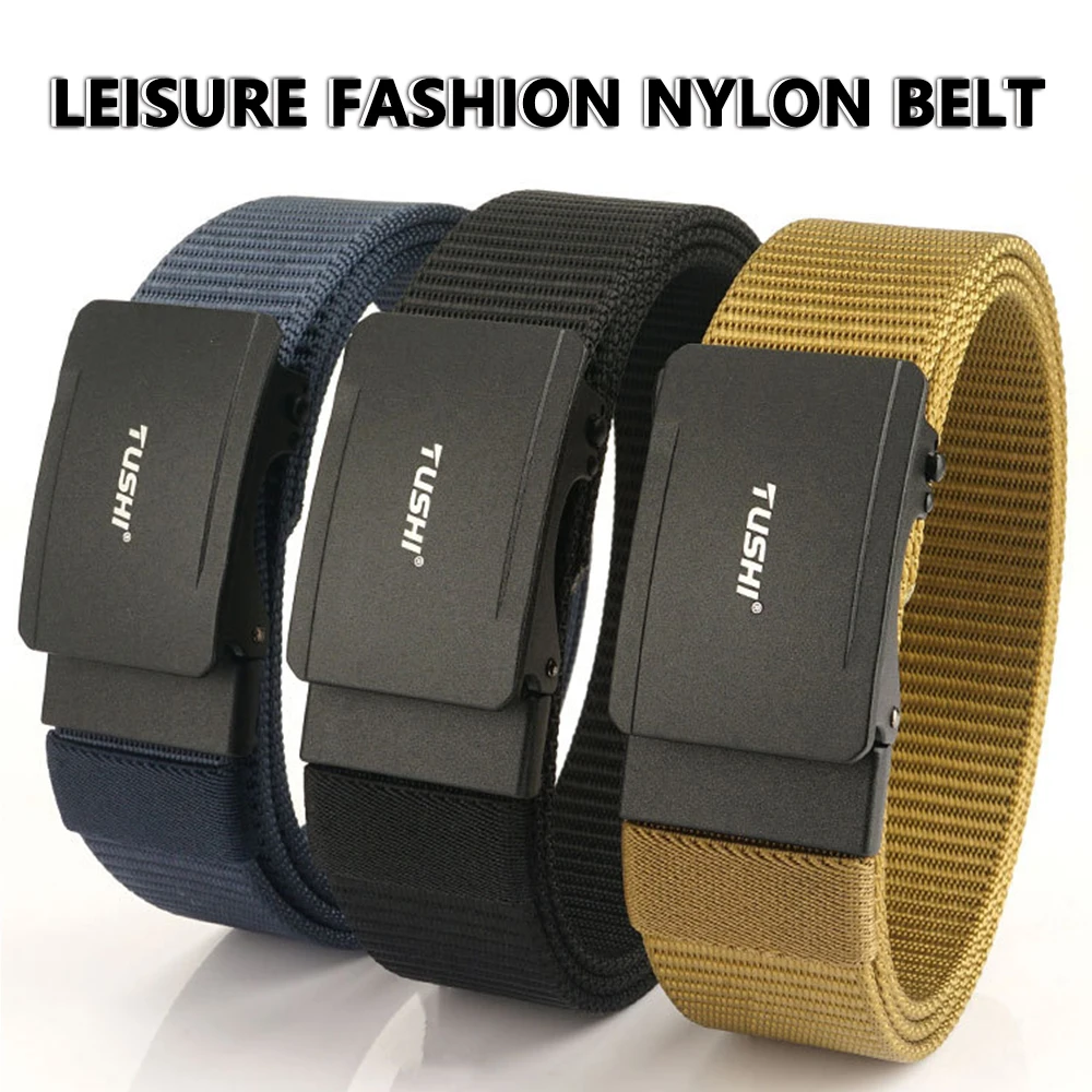 TUSHI Neuer Automatischer Schnallengürtel Leichter Komfortabler Nylon-Militärgürtel Outdoor-Jagd Multifunktionaler Taktischer Gürtel Canvas Herrengürtel – Detail 1
