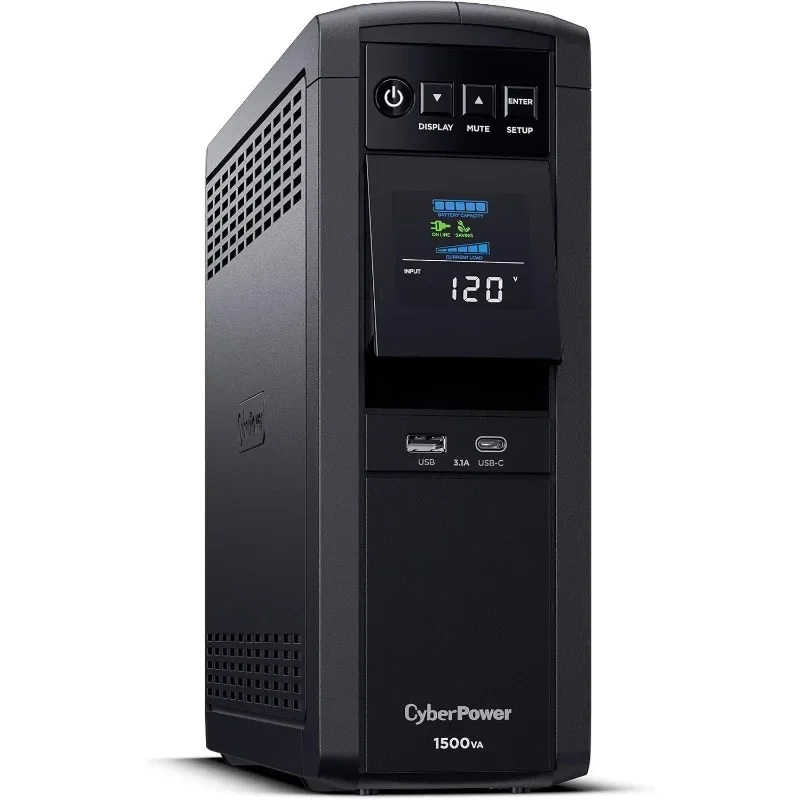 HOME.CP1500PFCLCD PFC Sinewave UPS System, 1500VA/1000W, 12 Outlets, AVR, Mini Tower,Black