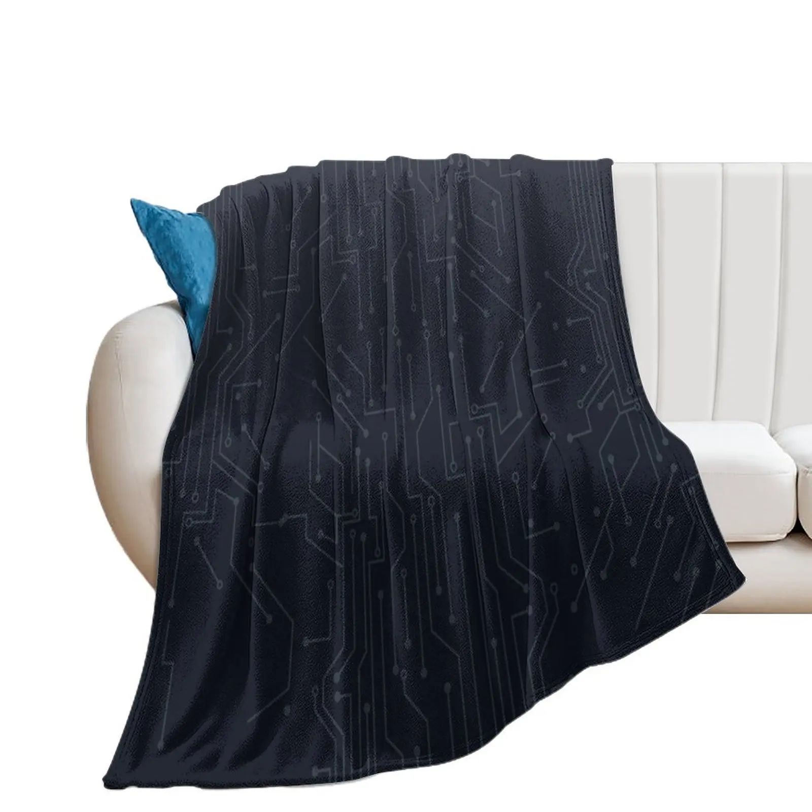 

Grey Motherboard Circuit Pattern Throw Blanket Decorative Throw Luxury Thicken Retros Blankets