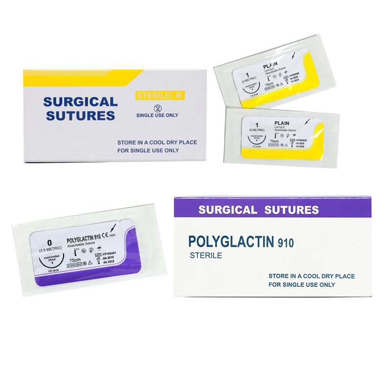 12pcs Suture Thread Pet Dog Specific PGA 910 75CM 90CM With Needle 2/0 3/0 4/0 5/0 Teaching Clinic Hospital Exercises