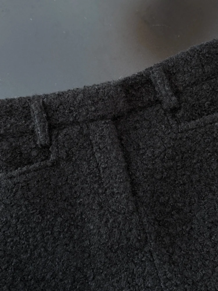 SMTHMA Schwarz-Weiß-Wollrock im französischen eleganten Stil mit niedriger Taille und blendendem Modedesign-Kurzrock für Damen