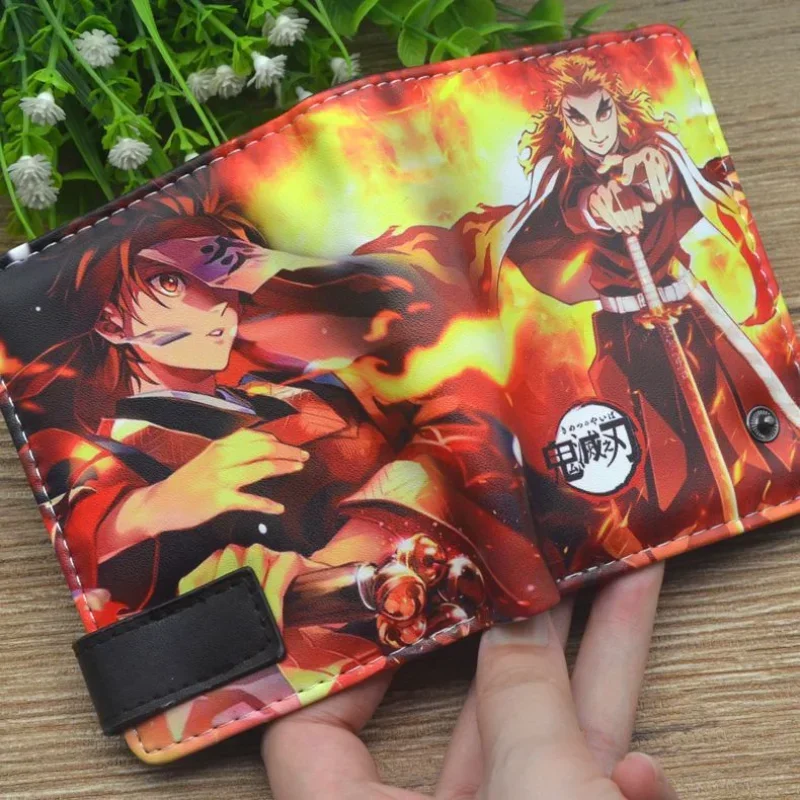 Demon Slayer Wallet Anime Figure Tanjirou Nezuko Zenitsu Inosuke Shinobu Cosplay PU Leather Wallet Kimetsu No Yaiba Coin Purse