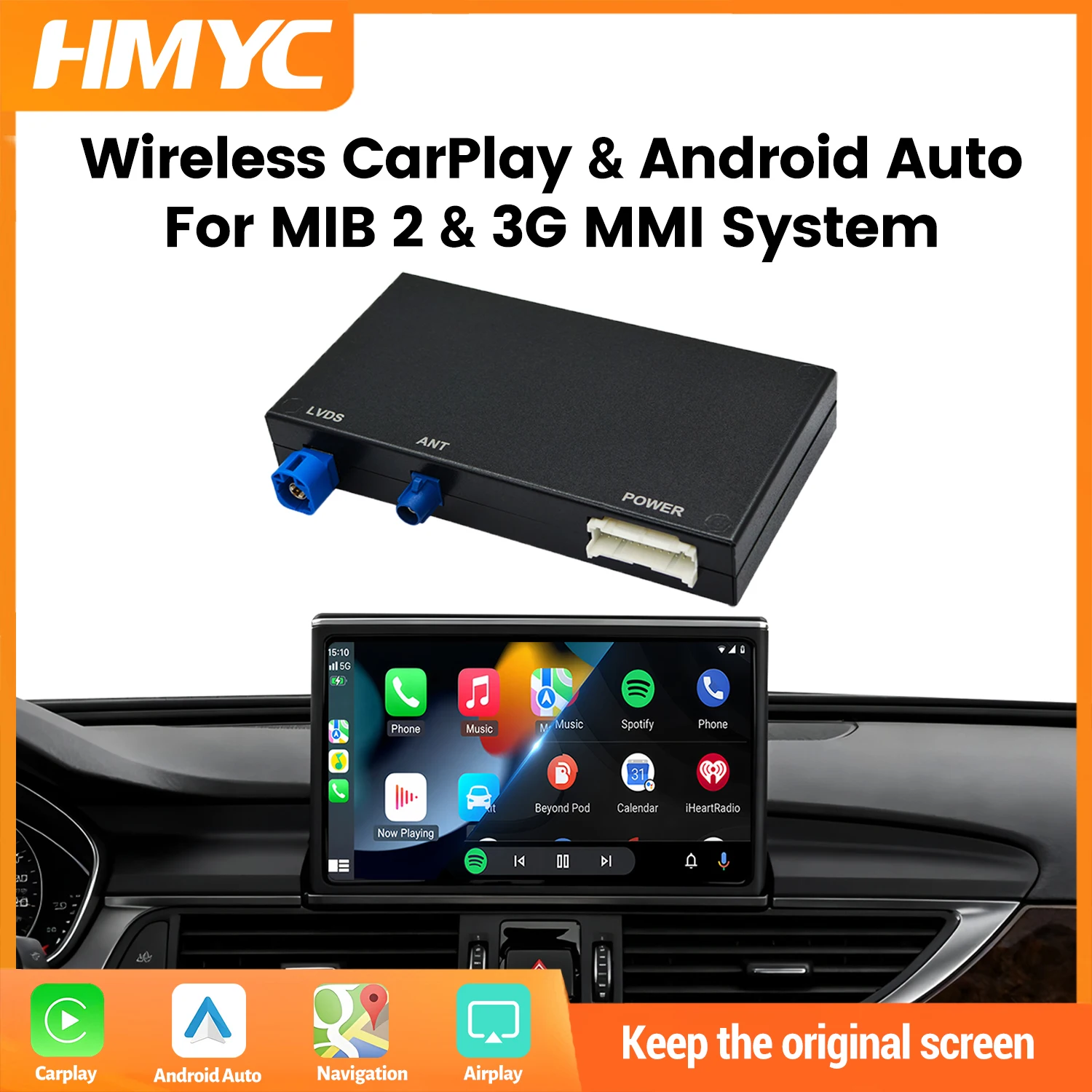 Wireless Apple CarPlay Android Auto Original Screen Upgrade for MIB 2 & 3G MMI System A4 A4L A5 Q5L
