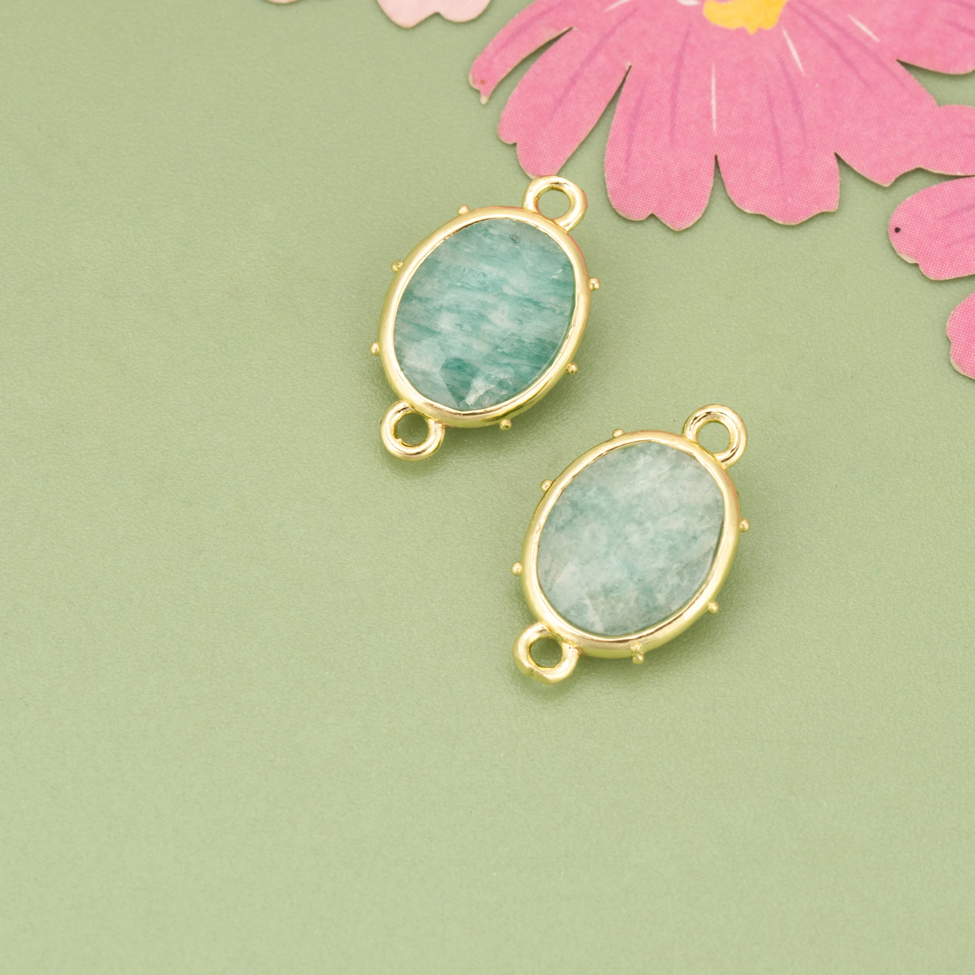 YEGUI,4pcs/lot,MI17,jewelry accessories,18k gold plated,copper,natural stone,jewelry making,hand made,diy pendants view 5