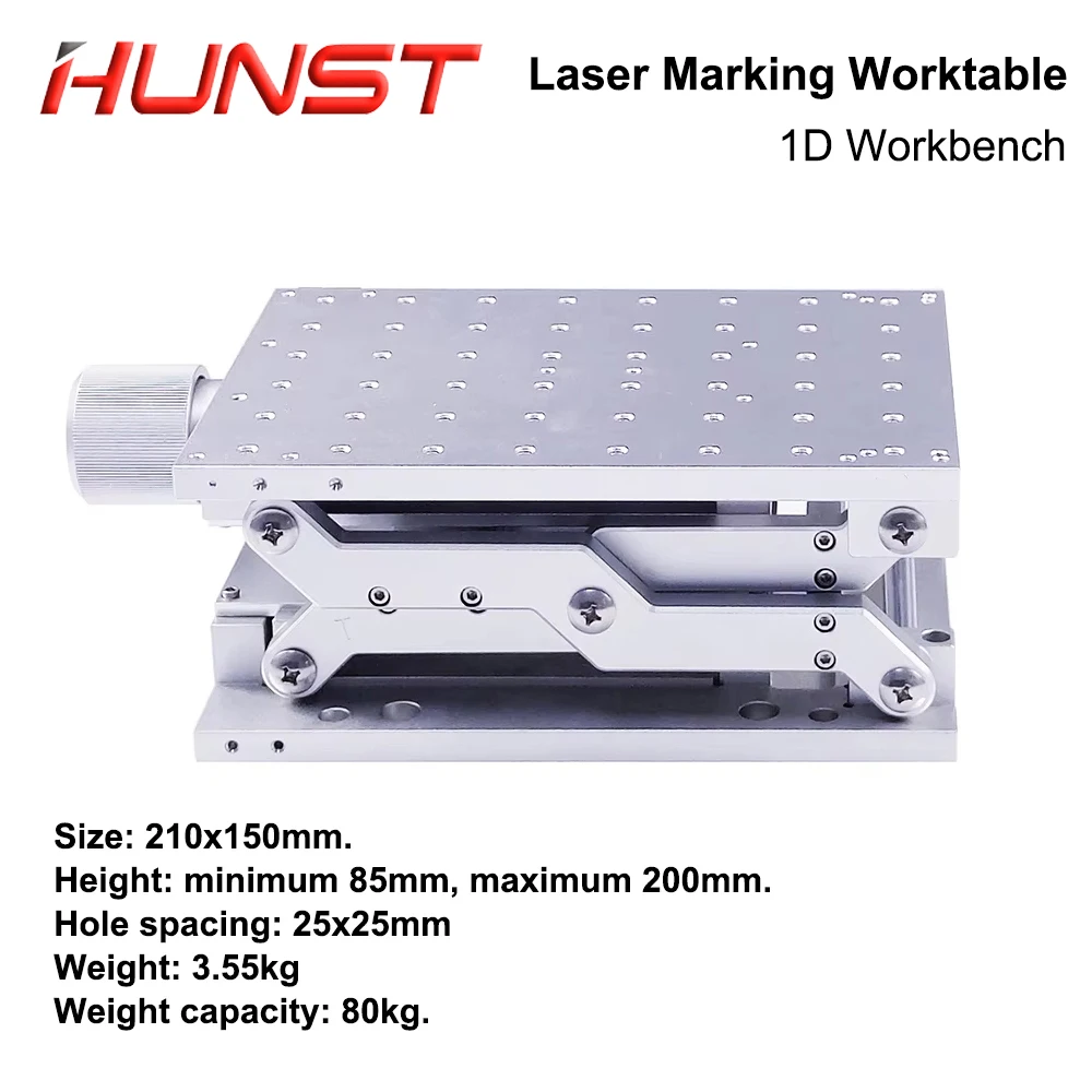 HUNST Desktop Portable Table 1D Mobile Table 210x150x85mm for Manual Lifting Platform for Laser Marking Machine