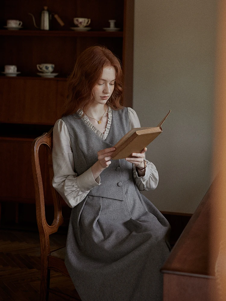 C.PAIA لطيف موكا ريترو وهمية قطعتين الدكتور عالية الخصر ألف خط تنورة طويلة Sve فقاعة Sve البوليستر دنة المرأة الدكتور