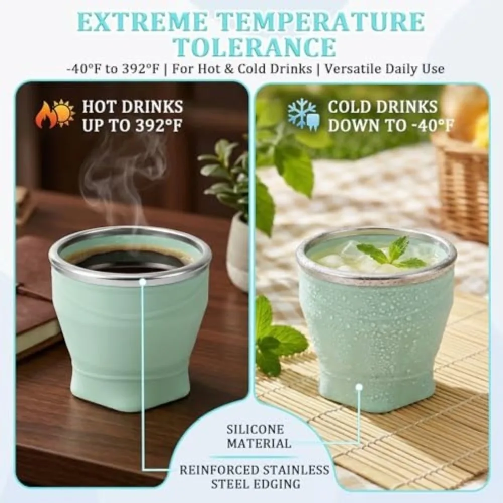 180ml Collapsible Travel Cup with Strap with Lid Portable Pocket Cup Lightweight Stainless Steel Rim Folding Water Cup
