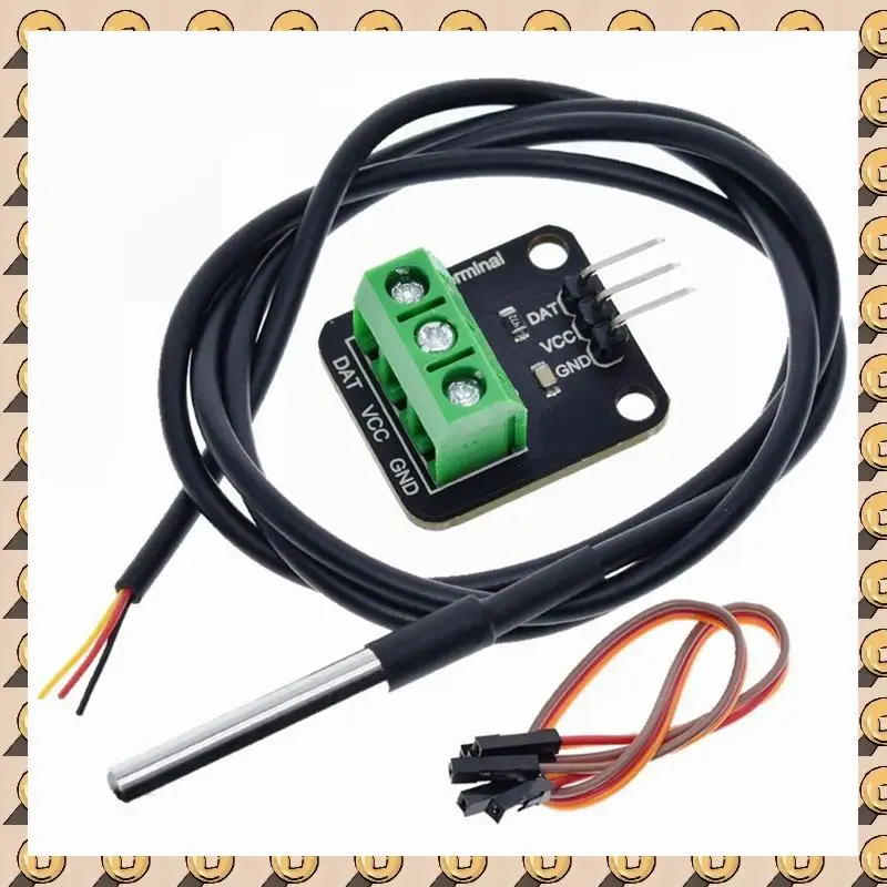 Kit de módulo de Sensor de temperatura A003 DS18B20, adaptador de Terminal de sonda de Cable de Sensor Digital resistente al agua de 100CM para Arduino