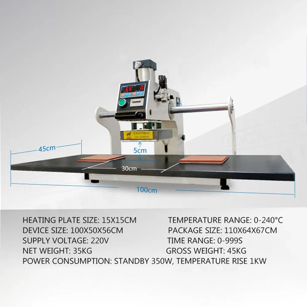 Pneumatic Hot Labeling Machine Sublimation Heat Press Machine T shirt Heat Transfer Printer Double station 15*15cm