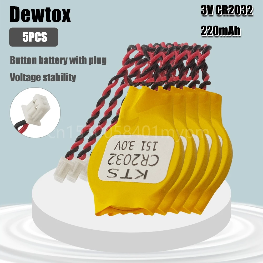 5 шт., литиевая батарея Dewtox CR2032 для материнской платы CMOS Strip Line