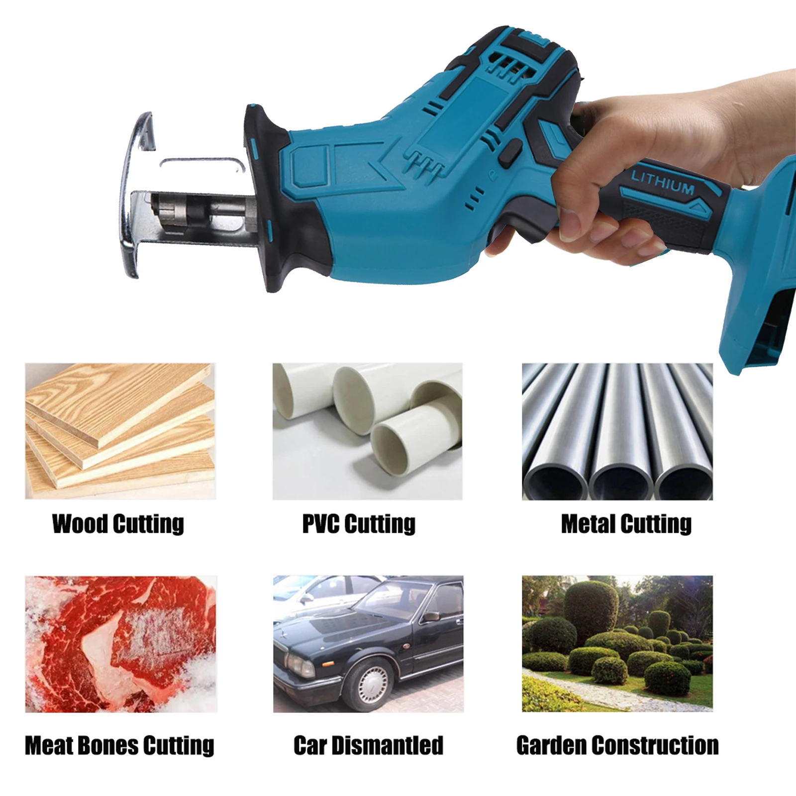 Sega alternativa a batteria 18V, compatibile con 18V Makita B-series sega alternativa motosega legno metallo PVC taglio tubi