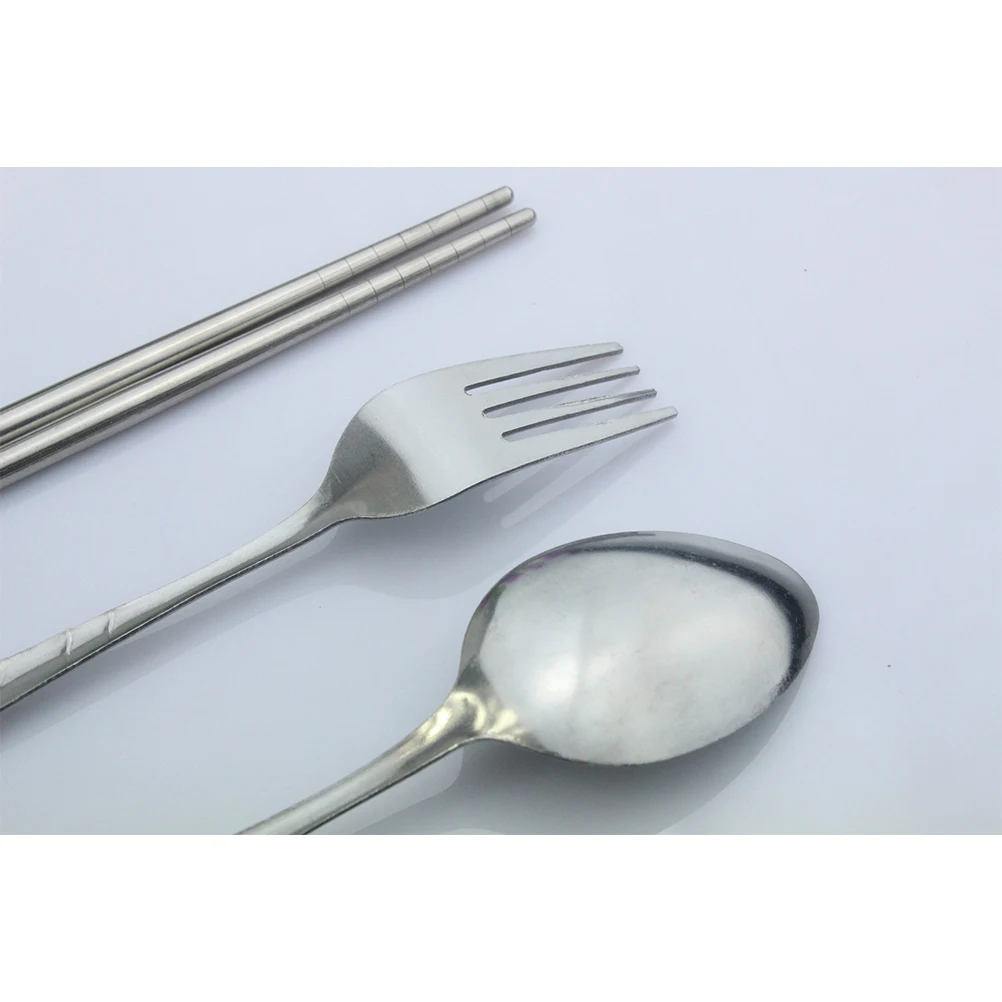 

6 Pcs Stainless Steel Cutlery Set Rust-less Tableware with Cover Travel Spoon Fork Chopsticks