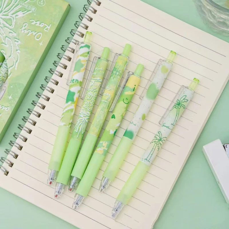 

Green Mood Push-Button Neutral Pen Set Student Exam Writing Korean Style Black Neutral Pen Simple Black Pen