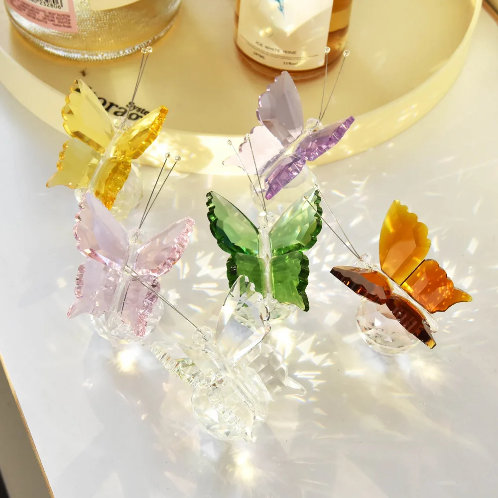 

Изысканная 3D-скульптура бабочки из хрусталя ручной работы, элегантное предмет декора для стола, полки и гостиной