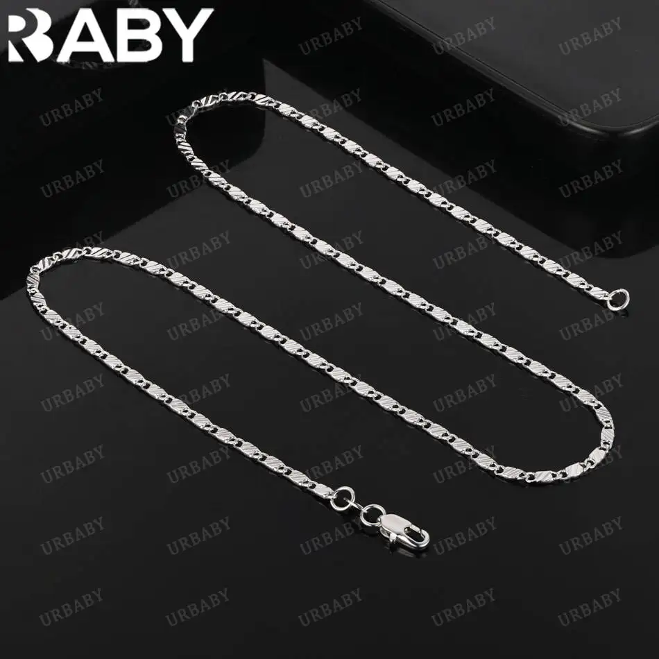 

URBABY 925 Sterling Silver 40-75cm Chain Necklace For Women Men Charm Trend Birthday Gifts Fashion Party