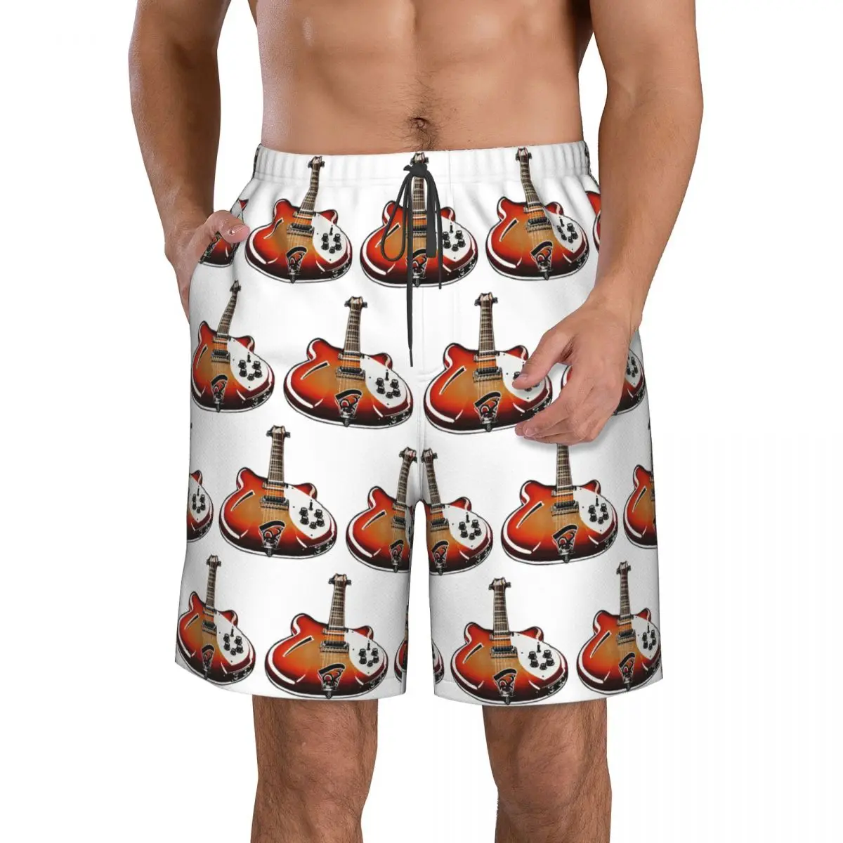 Vintage Rickenbacker 360 Trunks Beach Board Shorts Casual Quick Dry Swimming Summer Men Pants